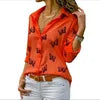 Women's Slim Fit Casual Long Sleeve Chiffon Blouse Oversized Lapel Collar Button Design Solid Pattern Business Style for Summer
