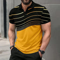 Nueva Camiseta Polo para Hombre con Estampado a Rayas, Manga Corta, con Impresión 3D en Bloques de Color, Estilo Casual, Golf, Harajuku